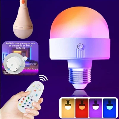 Akıllı RGB LED Ampul - Modern Şarj Edilebilir ve Kısılabilir (E26/E27 Taban)